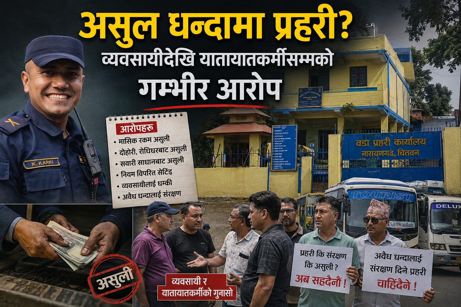 असुल धन्दामा प्रहरी? व्यवसायीदेखि यातायातकर्मीसम्मको गम्भीर आरोप