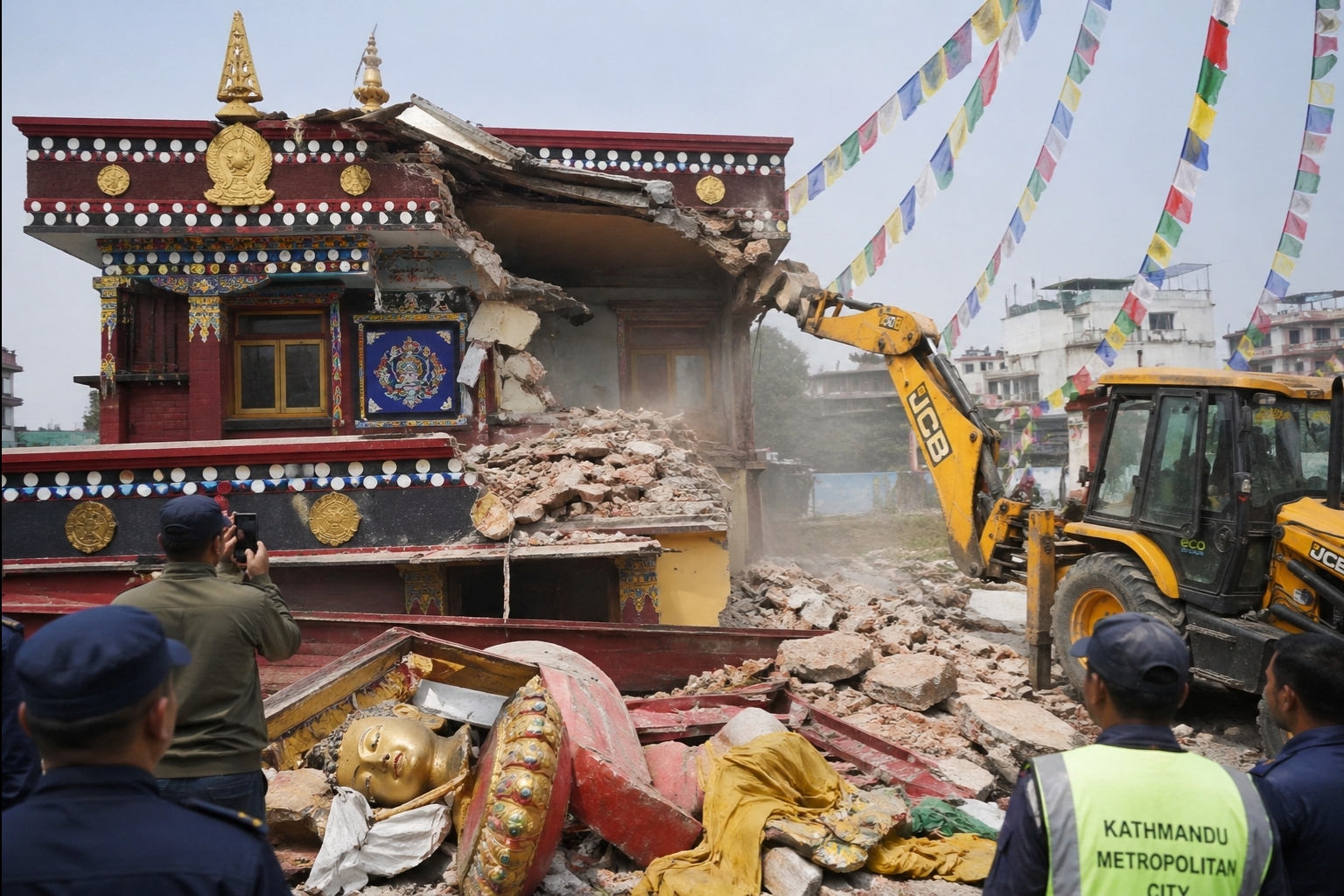 बुद्ध जयन्तीकै दिन बल्खुको साङ्गे छोइलिङ्ग गुम्बामा डोजर